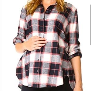 Hatch High-low flannel shirt in plaid